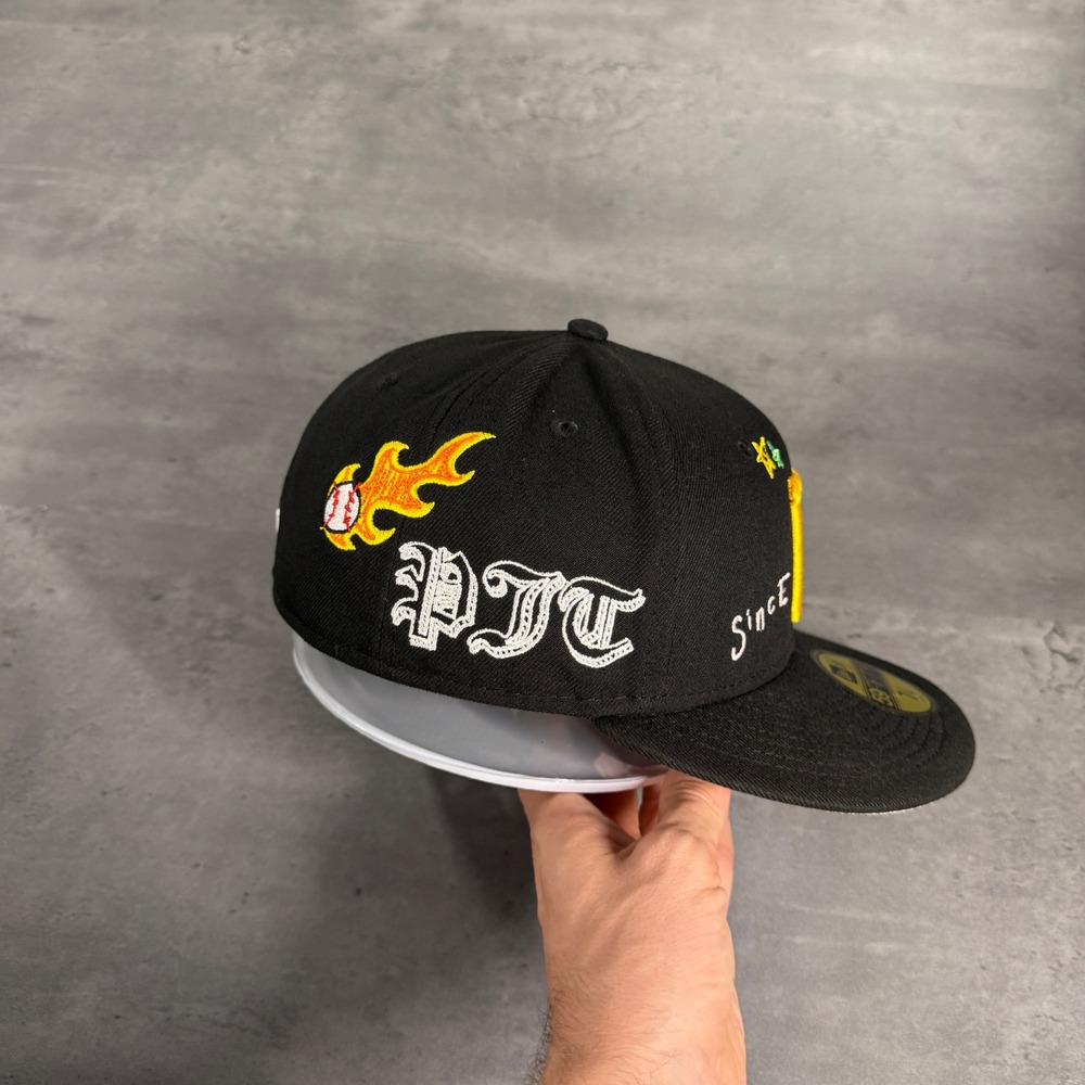 New Era Pittsburgh Pirates Hat 7 1/4 Black Doodle Scribble 59FIFTY Fitted MLB - Picture 4 of 7